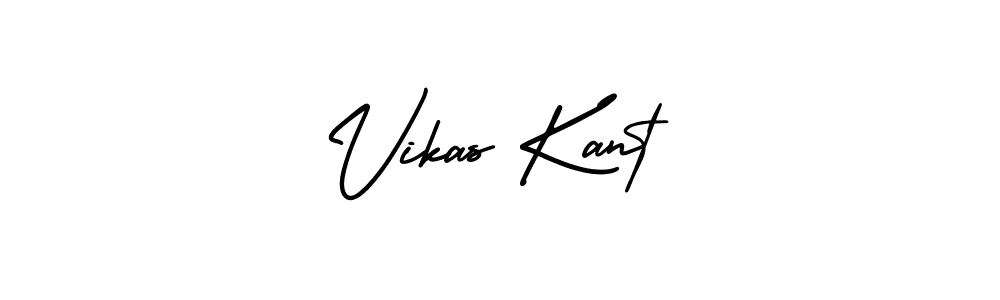 You should practise on your own different ways (AmerikaSignatureDemo-Regular) to write your name (Vikas Kant) in signature. don't let someone else do it for you. Vikas Kant signature style 3 images and pictures png