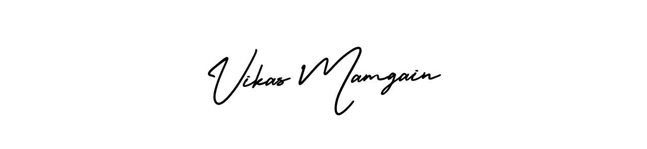 The best way (AmerikaSignatureDemo-Regular) to make a short signature is to pick only two or three words in your name. The name Vikas Mamgain include a total of six letters. For converting this name. Vikas Mamgain signature style 3 images and pictures png