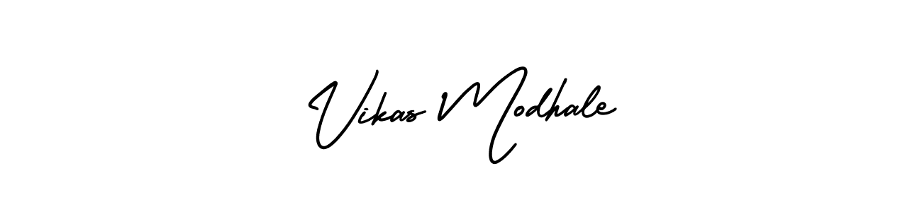 You should practise on your own different ways (AmerikaSignatureDemo-Regular) to write your name (Vikas Modhale) in signature. don't let someone else do it for you. Vikas Modhale signature style 3 images and pictures png