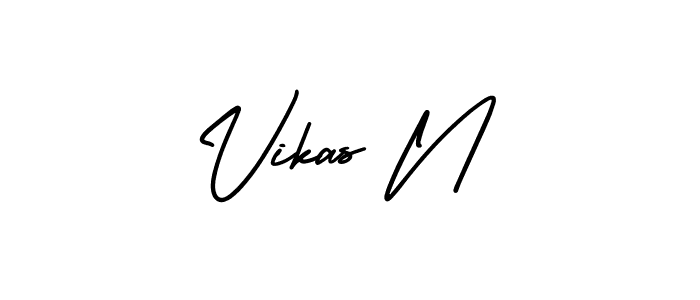 You should practise on your own different ways (AmerikaSignatureDemo-Regular) to write your name (Vikas N) in signature. don't let someone else do it for you. Vikas N signature style 3 images and pictures png