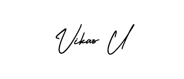 How to make Vikas U signature? AmerikaSignatureDemo-Regular is a professional autograph style. Create handwritten signature for Vikas U name. Vikas U signature style 3 images and pictures png
