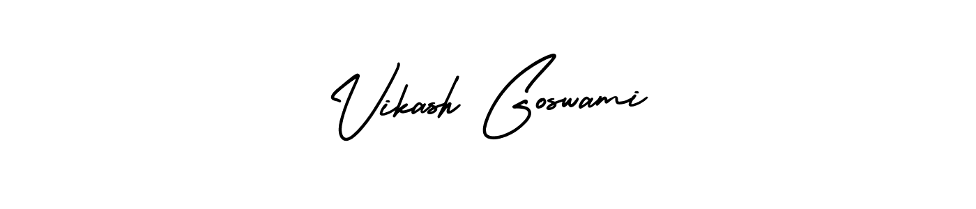 The best way (AmerikaSignatureDemo-Regular) to make a short signature is to pick only two or three words in your name. The name Vikash Goswami include a total of six letters. For converting this name. Vikash Goswami signature style 3 images and pictures png