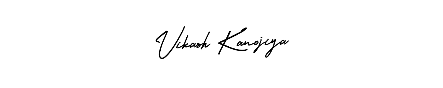 You should practise on your own different ways (AmerikaSignatureDemo-Regular) to write your name (Vikash Kanojiya) in signature. don't let someone else do it for you. Vikash Kanojiya signature style 3 images and pictures png