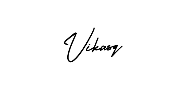 You should practise on your own different ways (AmerikaSignatureDemo-Regular) to write your name (Vikasq) in signature. don't let someone else do it for you. Vikasq signature style 3 images and pictures png