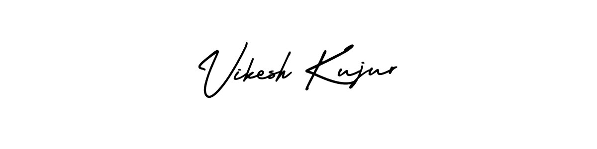 You should practise on your own different ways (AmerikaSignatureDemo-Regular) to write your name (Vikesh Kujur) in signature. don't let someone else do it for you. Vikesh Kujur signature style 3 images and pictures png