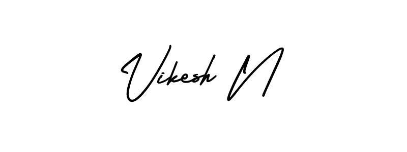 Also You can easily find your signature by using the search form. We will create Vikesh N name handwritten signature images for you free of cost using AmerikaSignatureDemo-Regular sign style. Vikesh N signature style 3 images and pictures png