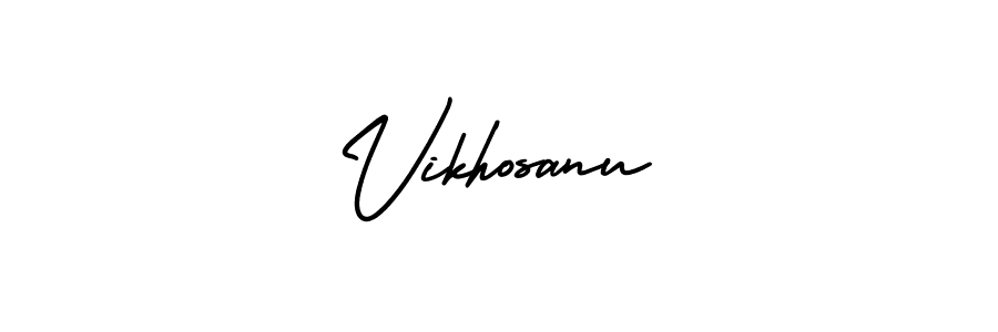 Check out images of Autograph of Vikhosanu name. Actor Vikhosanu Signature Style. AmerikaSignatureDemo-Regular is a professional sign style online. Vikhosanu signature style 3 images and pictures png