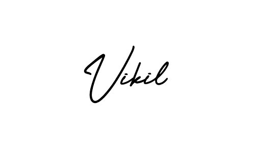 You should practise on your own different ways (AmerikaSignatureDemo-Regular) to write your name (Vikil) in signature. don't let someone else do it for you. Vikil signature style 3 images and pictures png