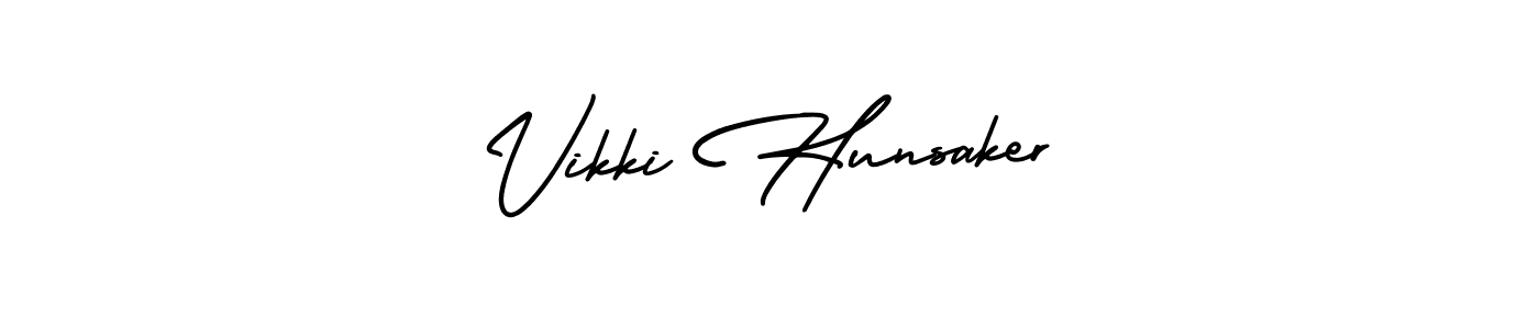 How to make Vikki Hunsaker signature? AmerikaSignatureDemo-Regular is a professional autograph style. Create handwritten signature for Vikki Hunsaker name. Vikki Hunsaker signature style 3 images and pictures png