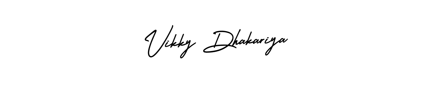 How to make Vikky Dhakariya signature? AmerikaSignatureDemo-Regular is a professional autograph style. Create handwritten signature for Vikky Dhakariya name. Vikky Dhakariya signature style 3 images and pictures png