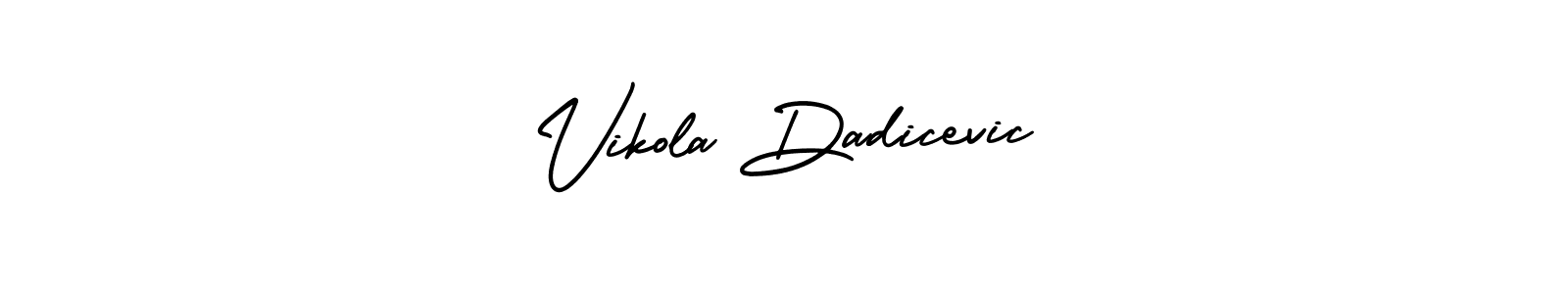 The best way (AmerikaSignatureDemo-Regular) to make a short signature is to pick only two or three words in your name. The name Vikola Dadicevic include a total of six letters. For converting this name. Vikola Dadicevic signature style 3 images and pictures png