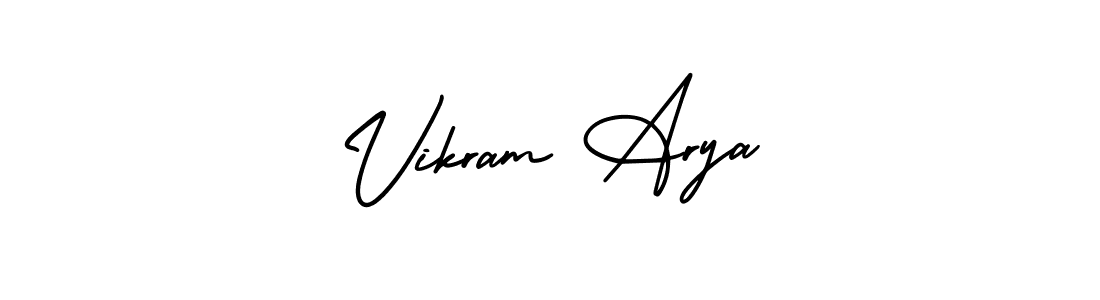 The best way (AmerikaSignatureDemo-Regular) to make a short signature is to pick only two or three words in your name. The name Vikram Arya include a total of six letters. For converting this name. Vikram Arya signature style 3 images and pictures png
