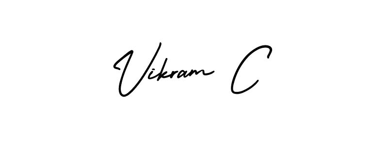 You should practise on your own different ways (AmerikaSignatureDemo-Regular) to write your name (Vikram C) in signature. don't let someone else do it for you. Vikram C signature style 3 images and pictures png