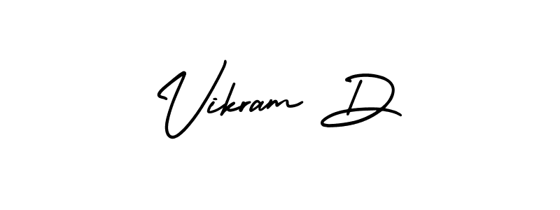 The best way (AmerikaSignatureDemo-Regular) to make a short signature is to pick only two or three words in your name. The name Vikram D include a total of six letters. For converting this name. Vikram D signature style 3 images and pictures png