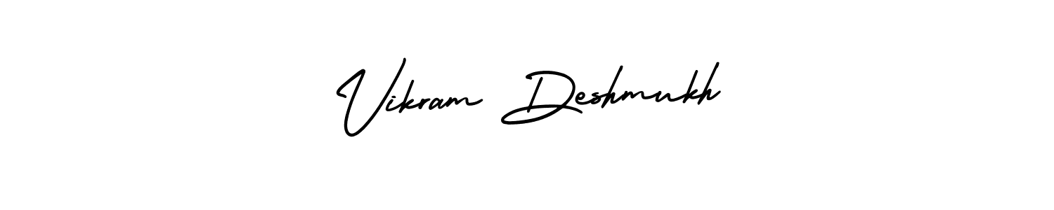 You should practise on your own different ways (AmerikaSignatureDemo-Regular) to write your name (Vikram Deshmukh) in signature. don't let someone else do it for you. Vikram Deshmukh signature style 3 images and pictures png