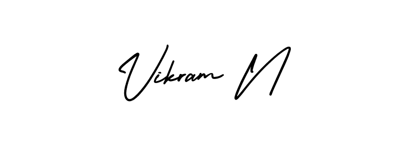 You should practise on your own different ways (AmerikaSignatureDemo-Regular) to write your name (Vikram N) in signature. don't let someone else do it for you. Vikram N signature style 3 images and pictures png