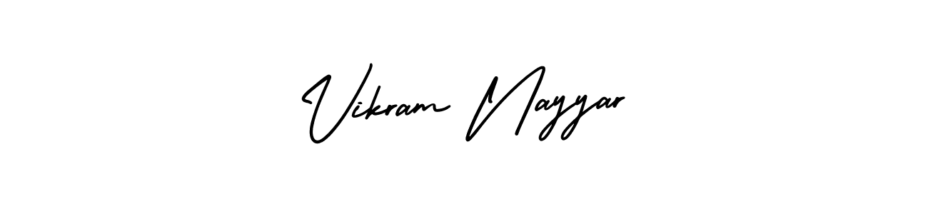 You should practise on your own different ways (AmerikaSignatureDemo-Regular) to write your name (Vikram Nayyar) in signature. don't let someone else do it for you. Vikram Nayyar signature style 3 images and pictures png