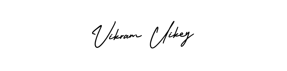 The best way (AmerikaSignatureDemo-Regular) to make a short signature is to pick only two or three words in your name. The name Vikram Uikey include a total of six letters. For converting this name. Vikram Uikey signature style 3 images and pictures png