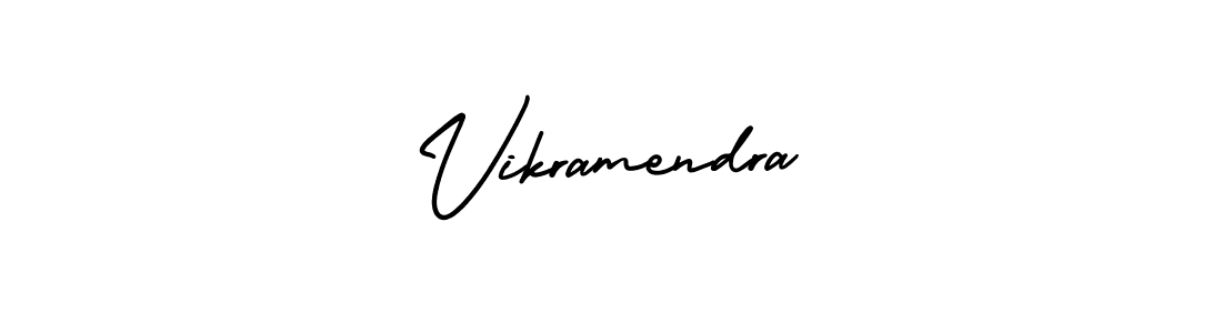 The best way (AmerikaSignatureDemo-Regular) to make a short signature is to pick only two or three words in your name. The name Vikramendra include a total of six letters. For converting this name. Vikramendra signature style 3 images and pictures png