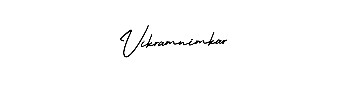 You should practise on your own different ways (AmerikaSignatureDemo-Regular) to write your name (Vikramnimkar) in signature. don't let someone else do it for you. Vikramnimkar signature style 3 images and pictures png