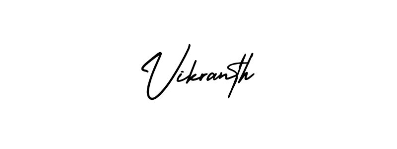 The best way (AmerikaSignatureDemo-Regular) to make a short signature is to pick only two or three words in your name. The name Vikranth include a total of six letters. For converting this name. Vikranth signature style 3 images and pictures png