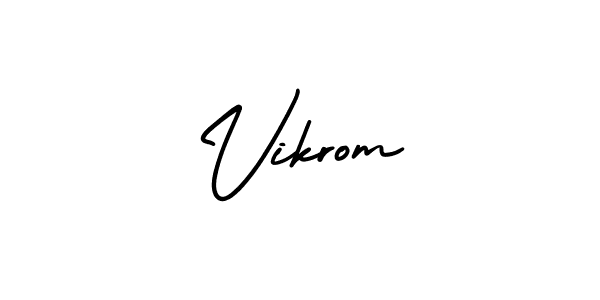 It looks lik you need a new signature style for name Vikrom. Design unique handwritten (AmerikaSignatureDemo-Regular) signature with our free signature maker in just a few clicks. Vikrom signature style 3 images and pictures png