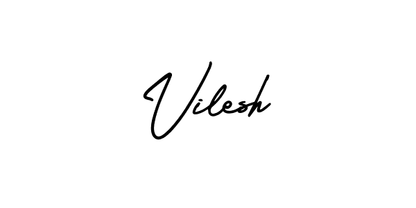 The best way (AmerikaSignatureDemo-Regular) to make a short signature is to pick only two or three words in your name. The name Vilesh include a total of six letters. For converting this name. Vilesh signature style 3 images and pictures png