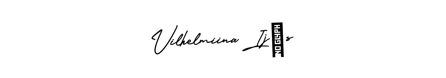 AmerikaSignatureDemo-Regular is a professional signature style that is perfect for those who want to add a touch of class to their signature. It is also a great choice for those who want to make their signature more unique. Get Vilhelmiina Ijäs name to fancy signature for free. Vilhelmiina Ijäs signature style 3 images and pictures png