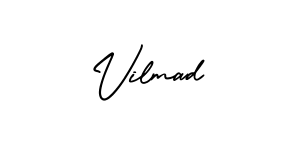 You should practise on your own different ways (AmerikaSignatureDemo-Regular) to write your name (Vilmad) in signature. don't let someone else do it for you. Vilmad signature style 3 images and pictures png