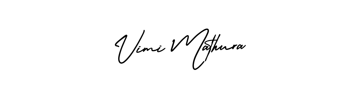 The best way (AmerikaSignatureDemo-Regular) to make a short signature is to pick only two or three words in your name. The name Vimi Mathura include a total of six letters. For converting this name. Vimi Mathura signature style 3 images and pictures png