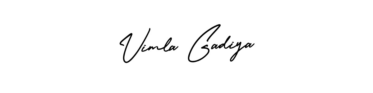You should practise on your own different ways (AmerikaSignatureDemo-Regular) to write your name (Vimla Gadiya) in signature. don't let someone else do it for you. Vimla Gadiya signature style 3 images and pictures png
