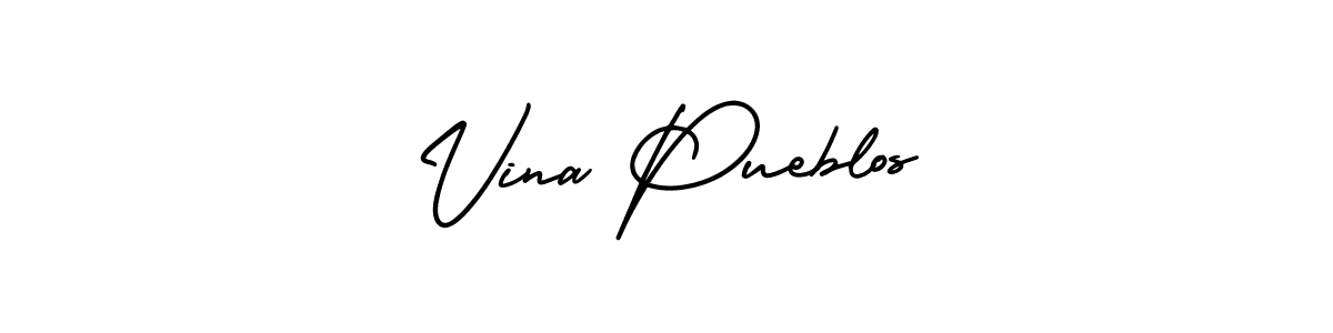 Make a beautiful signature design for name Vina Pueblos. With this signature (AmerikaSignatureDemo-Regular) style, you can create a handwritten signature for free. Vina Pueblos signature style 3 images and pictures png