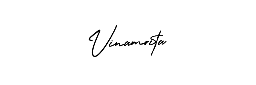 It looks lik you need a new signature style for name Vinamrita. Design unique handwritten (AmerikaSignatureDemo-Regular) signature with our free signature maker in just a few clicks. Vinamrita signature style 3 images and pictures png