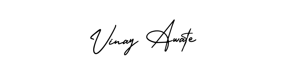 You should practise on your own different ways (AmerikaSignatureDemo-Regular) to write your name (Vinay Awate) in signature. don't let someone else do it for you. Vinay Awate signature style 3 images and pictures png