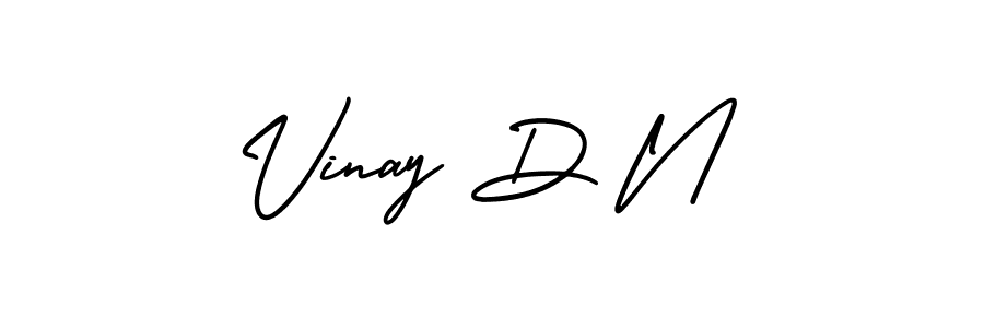 You should practise on your own different ways (AmerikaSignatureDemo-Regular) to write your name (Vinay D N) in signature. don't let someone else do it for you. Vinay D N signature style 3 images and pictures png
