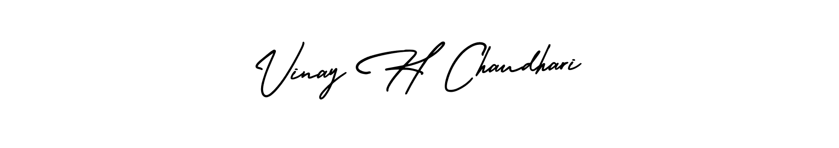 You should practise on your own different ways (AmerikaSignatureDemo-Regular) to write your name (Vinay H Chaudhari) in signature. don't let someone else do it for you. Vinay H Chaudhari signature style 3 images and pictures png