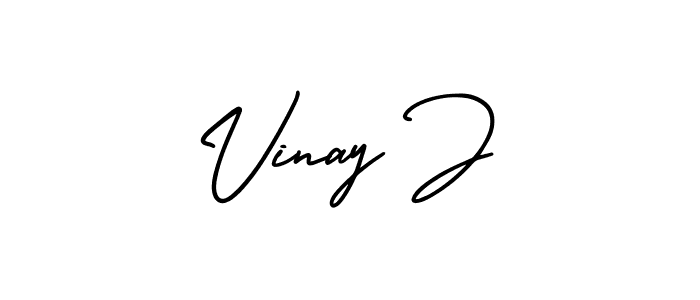 How to make Vinay J name signature. Use AmerikaSignatureDemo-Regular style for creating short signs online. This is the latest handwritten sign. Vinay J signature style 3 images and pictures png