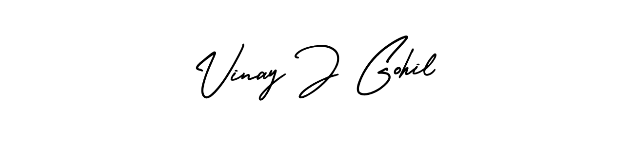 Use a signature maker to create a handwritten signature online. With this signature software, you can design (AmerikaSignatureDemo-Regular) your own signature for name Vinay J Gohil. Vinay J Gohil signature style 3 images and pictures png