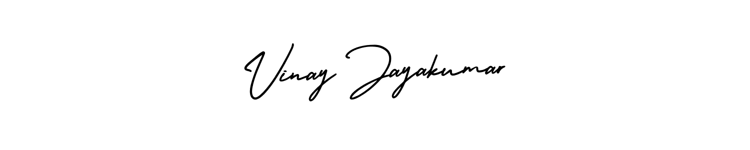 You should practise on your own different ways (AmerikaSignatureDemo-Regular) to write your name (Vinay Jayakumar) in signature. don't let someone else do it for you. Vinay Jayakumar signature style 3 images and pictures png