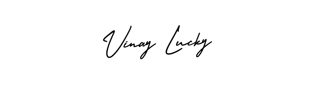 Also we have Vinay Lucky name is the best signature style. Create professional handwritten signature collection using AmerikaSignatureDemo-Regular autograph style. Vinay Lucky signature style 3 images and pictures png