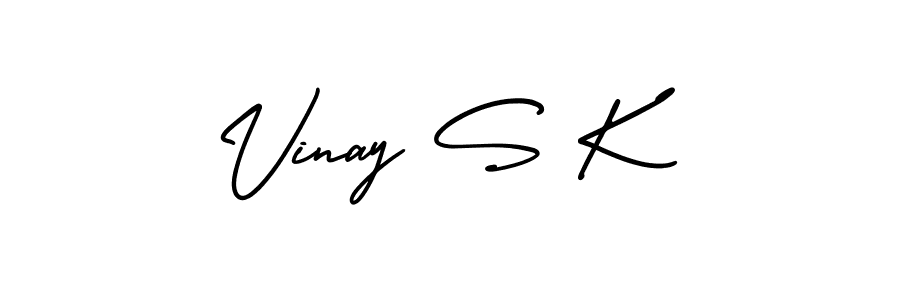 The best way (AmerikaSignatureDemo-Regular) to make a short signature is to pick only two or three words in your name. The name Vinay S K include a total of six letters. For converting this name. Vinay S K signature style 3 images and pictures png