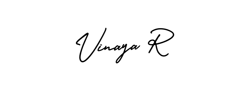 Use a signature maker to create a handwritten signature online. With this signature software, you can design (AmerikaSignatureDemo-Regular) your own signature for name Vinaya R. Vinaya R signature style 3 images and pictures png