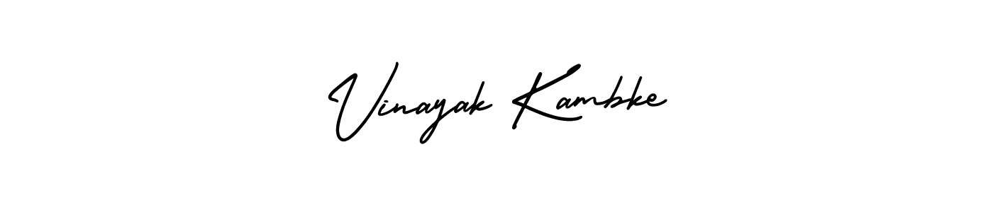You should practise on your own different ways (AmerikaSignatureDemo-Regular) to write your name (Vinayak Kambke) in signature. don't let someone else do it for you. Vinayak Kambke signature style 3 images and pictures png