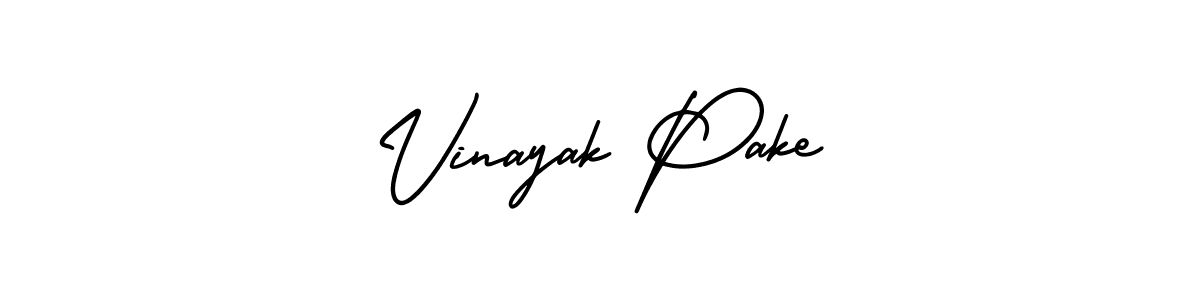 The best way (AmerikaSignatureDemo-Regular) to make a short signature is to pick only two or three words in your name. The name Vinayak Pake include a total of six letters. For converting this name. Vinayak Pake signature style 3 images and pictures png