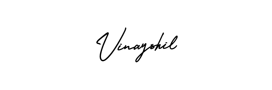 How to make Vinayshil name signature. Use AmerikaSignatureDemo-Regular style for creating short signs online. This is the latest handwritten sign. Vinayshil signature style 3 images and pictures png