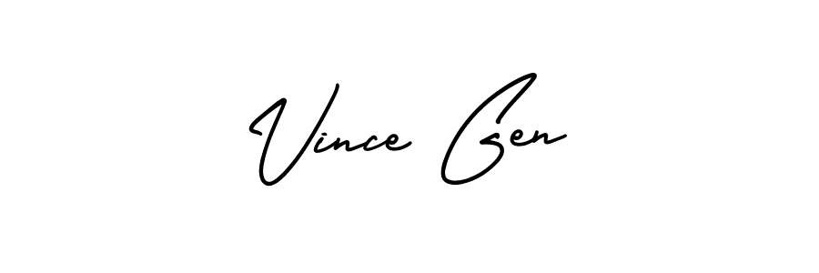 The best way (AmerikaSignatureDemo-Regular) to make a short signature is to pick only two or three words in your name. The name Vince Gen include a total of six letters. For converting this name. Vince Gen signature style 3 images and pictures png