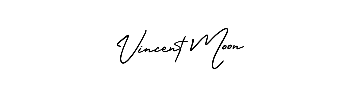 You should practise on your own different ways (AmerikaSignatureDemo-Regular) to write your name (Vincent Moon) in signature. don't let someone else do it for you. Vincent Moon signature style 3 images and pictures png
