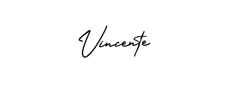 It looks lik you need a new signature style for name Vincente. Design unique handwritten (AmerikaSignatureDemo-Regular) signature with our free signature maker in just a few clicks. Vincente signature style 3 images and pictures png