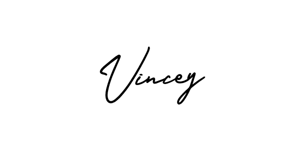 How to make Vincey name signature. Use AmerikaSignatureDemo-Regular style for creating short signs online. This is the latest handwritten sign. Vincey signature style 3 images and pictures png