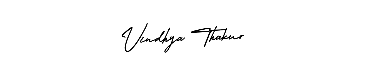 You should practise on your own different ways (AmerikaSignatureDemo-Regular) to write your name (Vindhya Thakur) in signature. don't let someone else do it for you. Vindhya Thakur signature style 3 images and pictures png